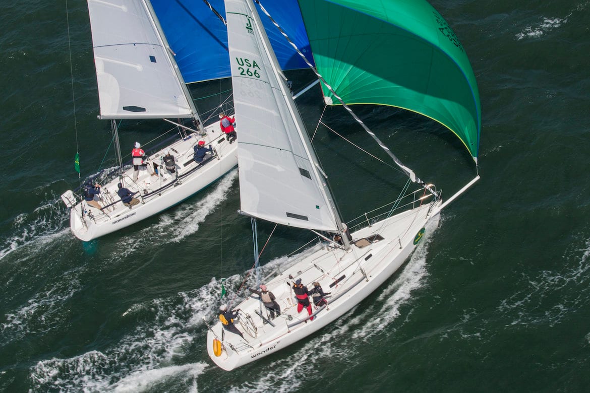 A J/105 sailing on San Francisco Bay